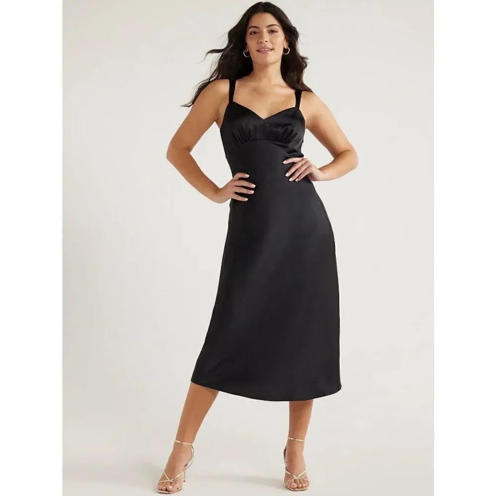 ✨Sofia Jeans Women’s Black Slip Sz Large Dress Midi✨